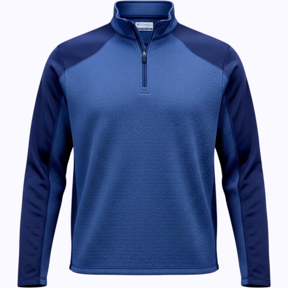 PGA Tour Mens XXL Blue Textured Quarter Zip Pullover Golf Jacket Pockets